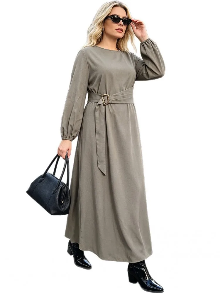 XL-4XL Plus Size Clothes Dresses Women Robes Autumn Long Sleeve Street Style Casual 3XL 4XL Big Size Long Maxi Dress Oversized 5