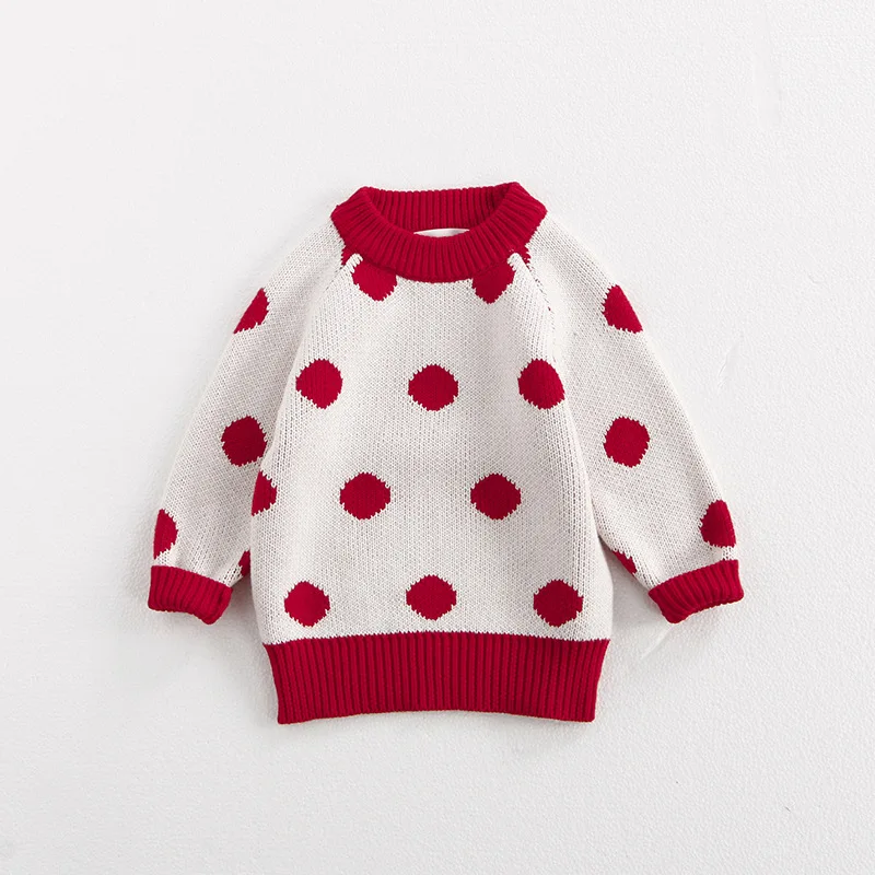 MILANCEL 0-3 Y 2024 Autumn Baby Clothes Infant Girls Polka Dot Sweater Toddler Boys Knitted Pullover Base Top Optional Overalls