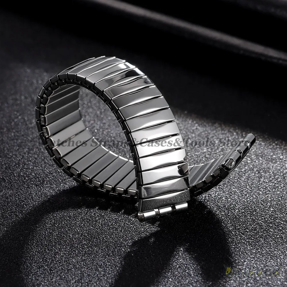 17 مللي متر 20 مللي متر لساعة سواتش حزام ساعة معدني مرن حزام ساعة تمتد توسيع الفولاذ المقاوم للصدأ حزام ساعة اليد الرجال النساء استبدال سوار #3