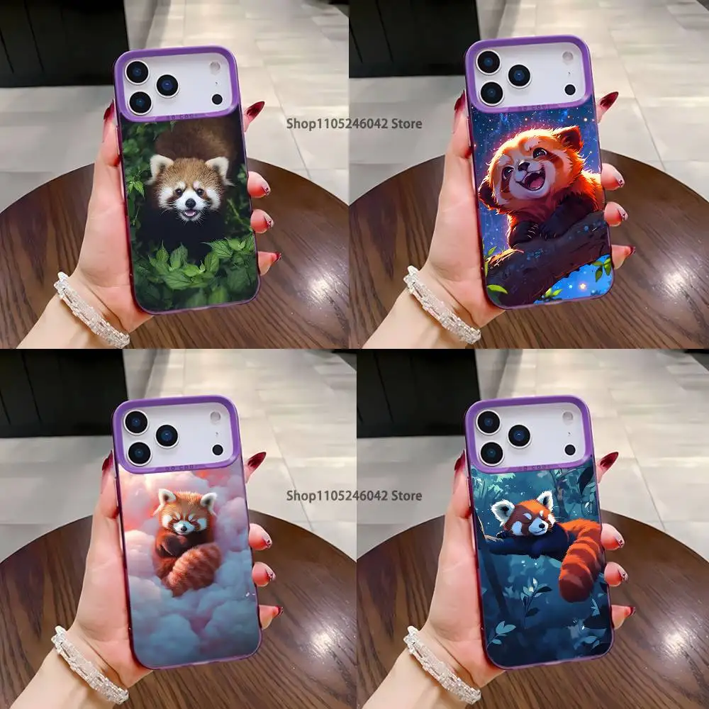 

Cute Red panda Animal Purple Matte Shockproof CoverPhone Case For iPhone 17,16,15,14,13,12,11,Pro,XS,Max,Plus,Mini,SE4,E