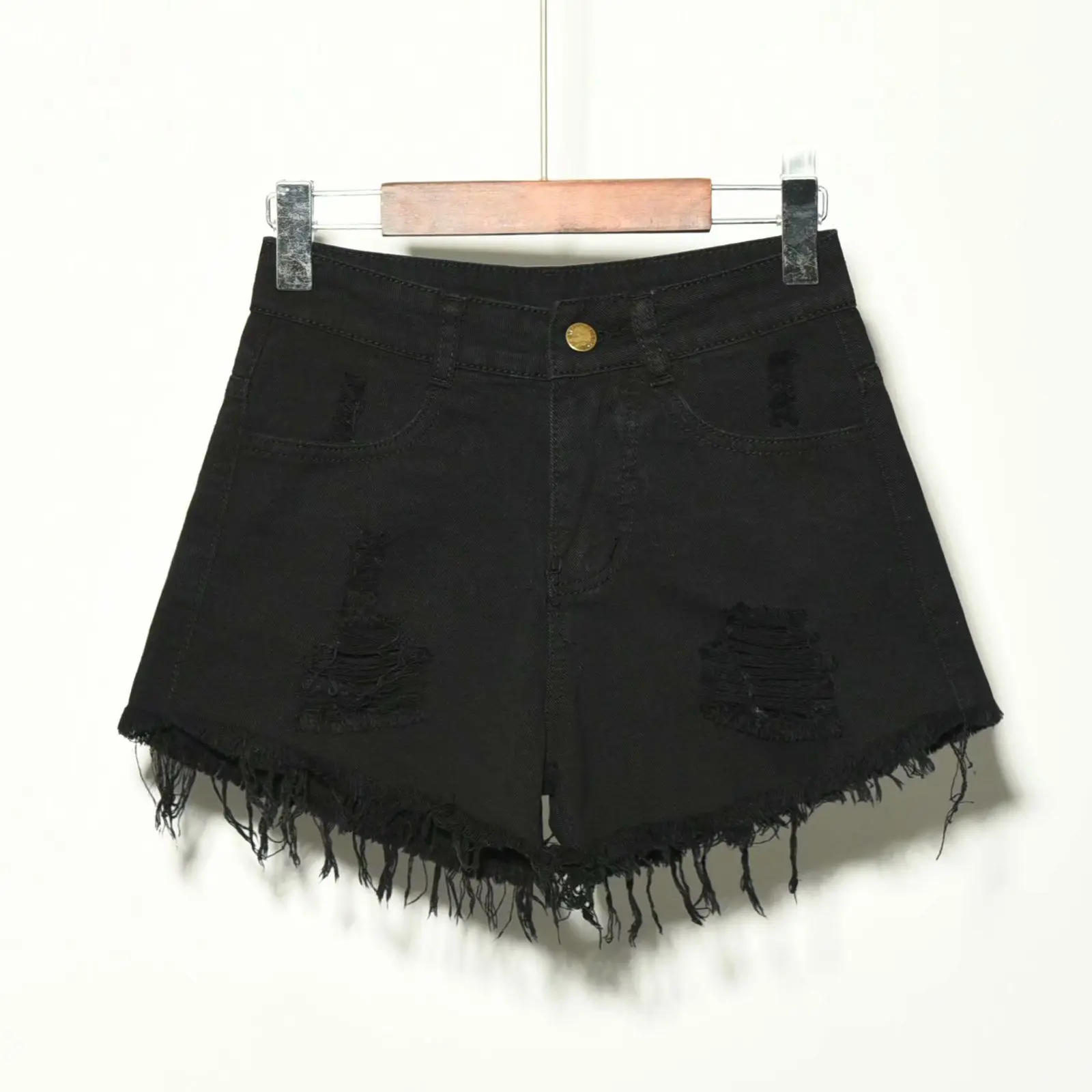 High Waist Denim Shorts Women Summer Large Size Fashion Frayed Hole Loose A-Line Slimming Hot Pants Outerwear