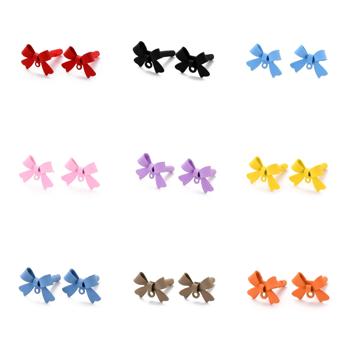 20pcs Alloy Spray Paint  Bowknot Stud Earring Findings with 925 Sterling Silver Pins and Loop for Jewellery Handmade Accessories