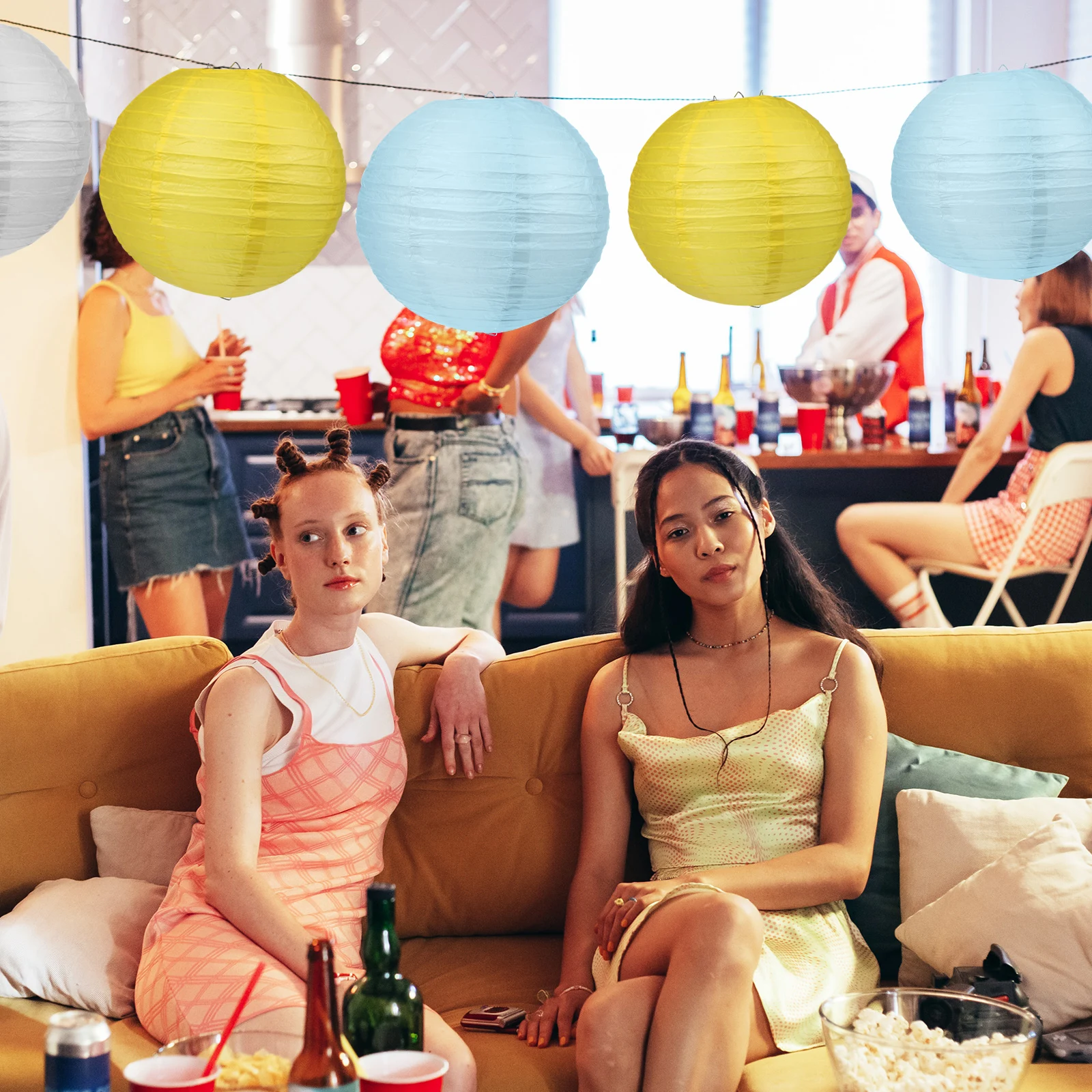 

25 Pcs Paper Lanterns Lampshade Cover Hanging Decoration 5 Sizes 25 Colors Party Wedding New Year Dance Round Shape