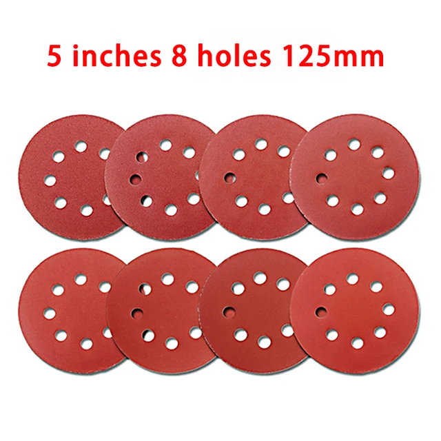 5 cali 8 otworów 125mm papier ścierny tarcze ekranowe obróbka drewna metalowa tarcza szlifierska ścierne narzędzie do polerowania 40/60/80/100/120/2000 Grit