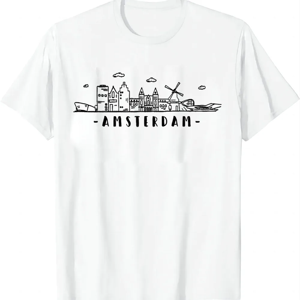 Amsterdam Skyline Vintage Netherlands Holland Souvenir T-Shirt Sophisticated and Stylish Outfit  Short Sleeve Tee