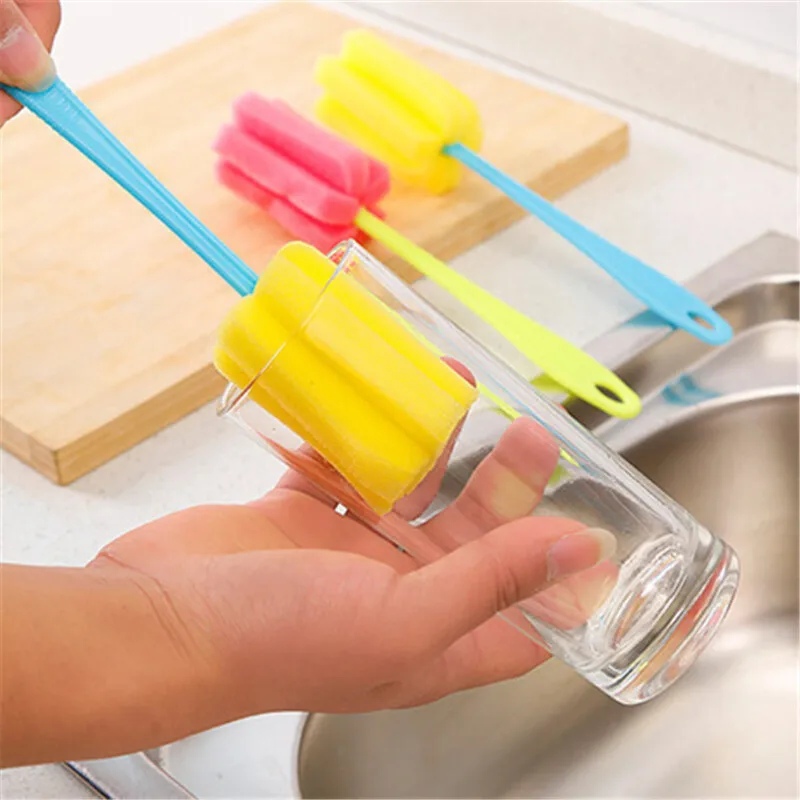 Sponge cup brush removable cleaning brush household bottle brush long handle insulation cup cleaning wash cup brush tea stains