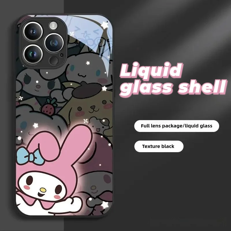 Melody Pochacco Cartoon Glass phone Case For iPhone 15 14 13 Pro Max 11 12 13 XR XS MAX 67 8 Plus SE cute Silicone Case