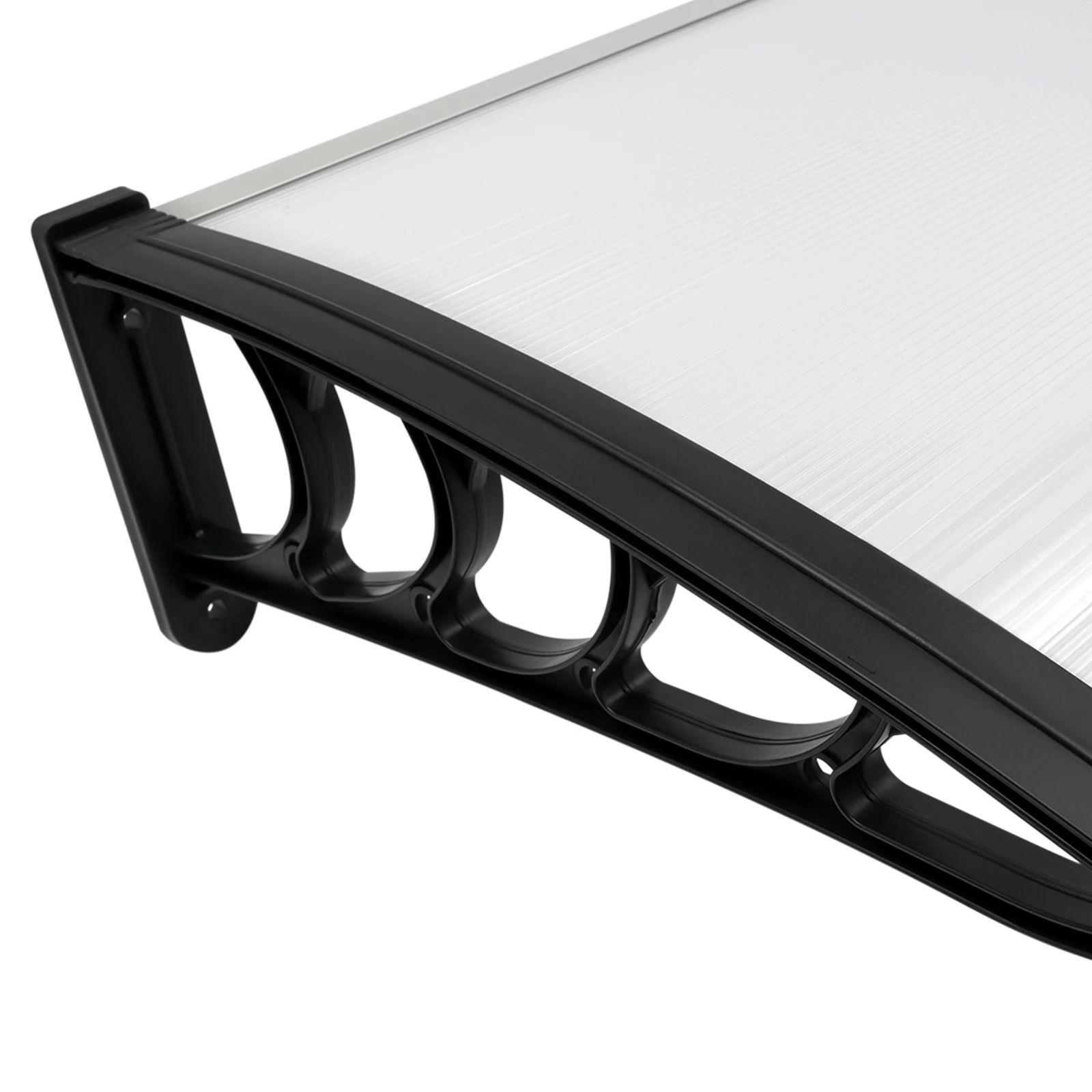 2026 Neu 90x200cm Wandmontierte Bogenförmige Überdachung aus Klarem Polycarbonat PC Moderne Design-Markise Wetterfester Sonnenschutz Regenschutz für Außenterrassen B1 Flammhemmend – Detail 21