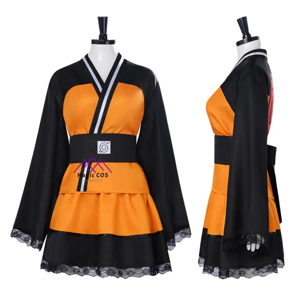 Anime Shippuden Cosplay Costume Uzumaki Role Playing Clothes Full Set Kimono Outfit for Women Adult Comic Con Halloween Party