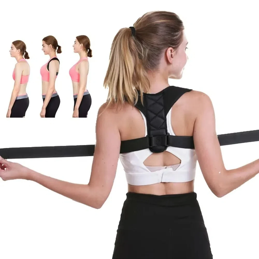 

Polyester Back Straightener Adjustable Breathable Back Brace Posture Corrector Black Full Back Upper Back Brace Home