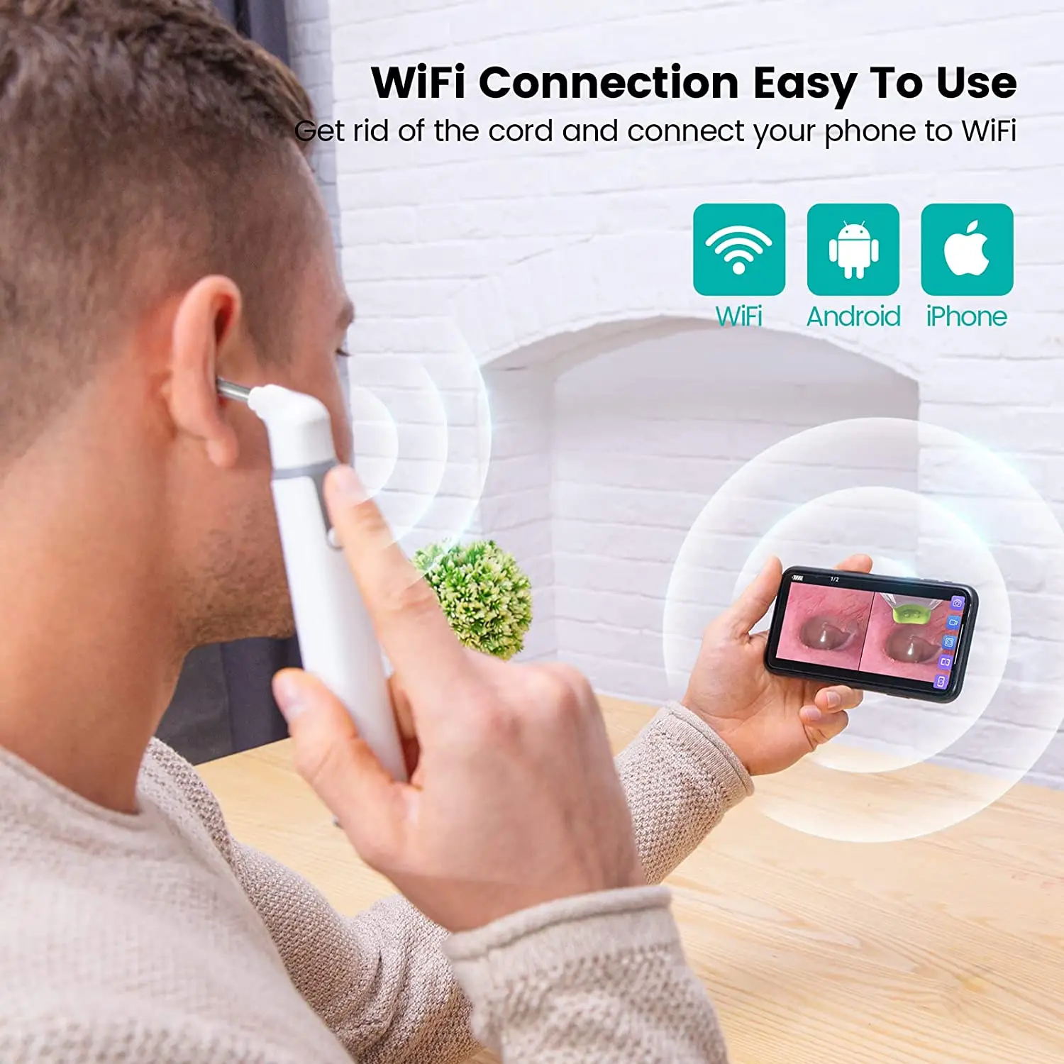 Herramienta inteligente de extracción de cera para los oídos, luz Visible con WiFi, 3,9mm, 720P, para teléfono móvil Android