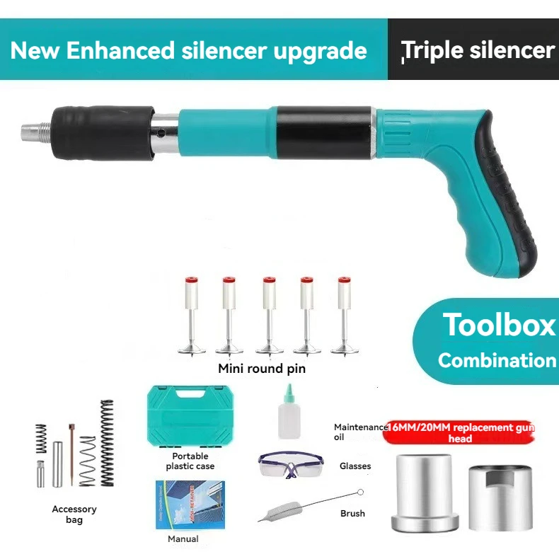 

Мощный мини-гвоздезабиватель, идеально подходит для твердых материалов, не требует источника питания, профессиональный инструмент для монтажа потолков и труб.