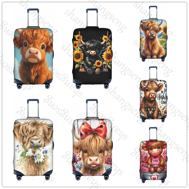 

Thick Elastic Luggage Protective Cover Zipper Suit For 18-32 inch Bag Suitcase Covers Travel Flower Highland Cow cartoon