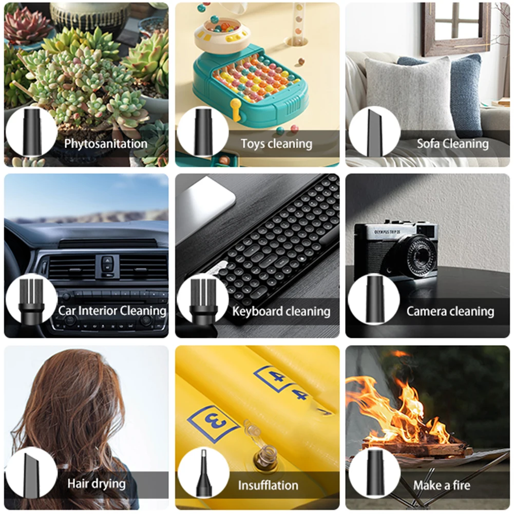 

Mini Handheld 110000PRM Electric Air Duster Powerful Compressed Air Duster Strong Wind Violent Fan for Car Dryer/PC/Home Cleaner