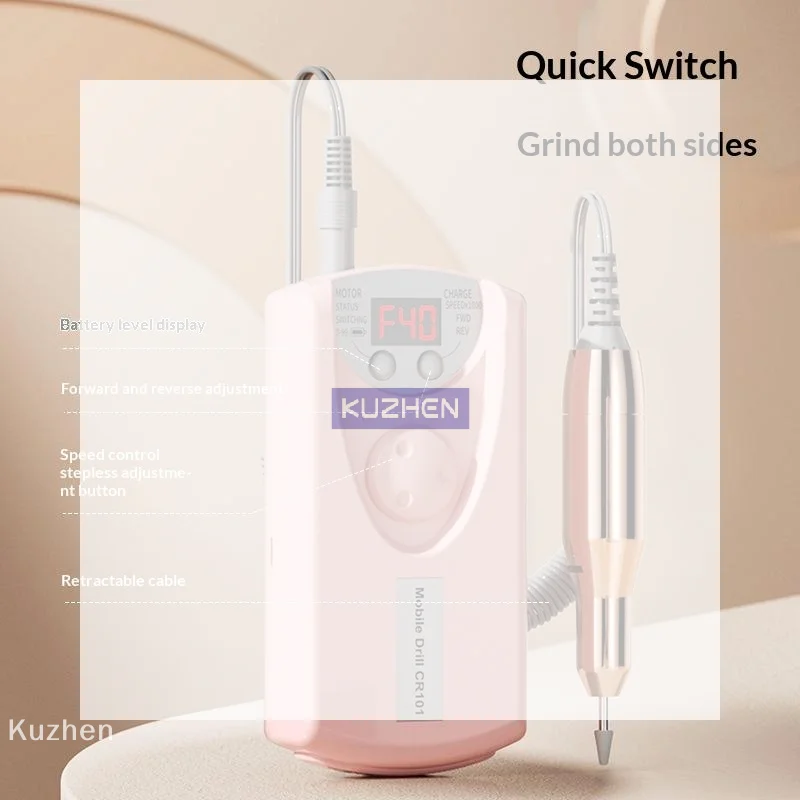 

Nail Drill Machine Pro Lathe Nail Milling Cutter Rechargeable Nail Art Electric Sander Motor Polisher With 12 Polishing Head