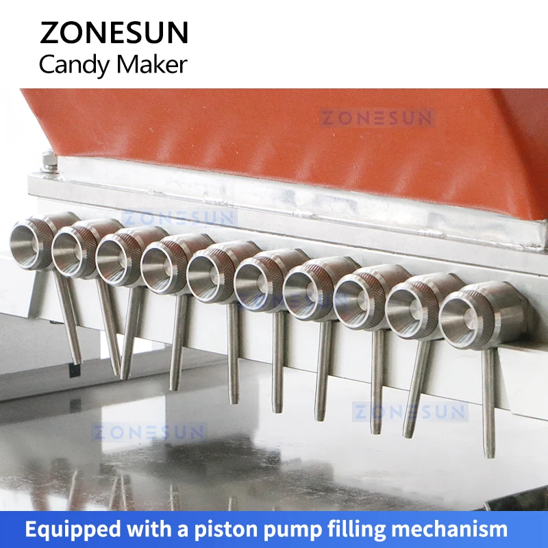 ZONESUN Chocolate Gummy Candy Making Machine Caramel Ganache Piston Pump Filling Confectionery Equipment Packaging ZS-FM7C