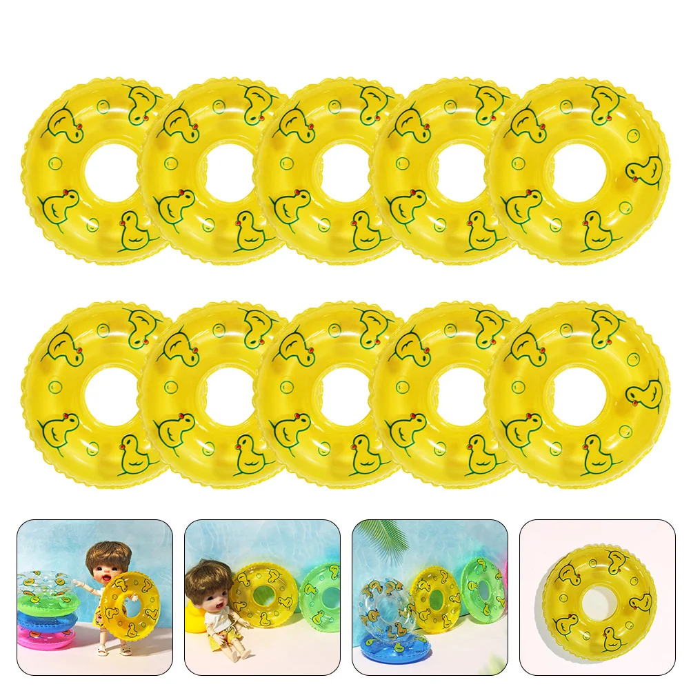 10 Pcs Floating Object Duckling Swimming Ring Baby Toy Decors Pvc Miniature Rings