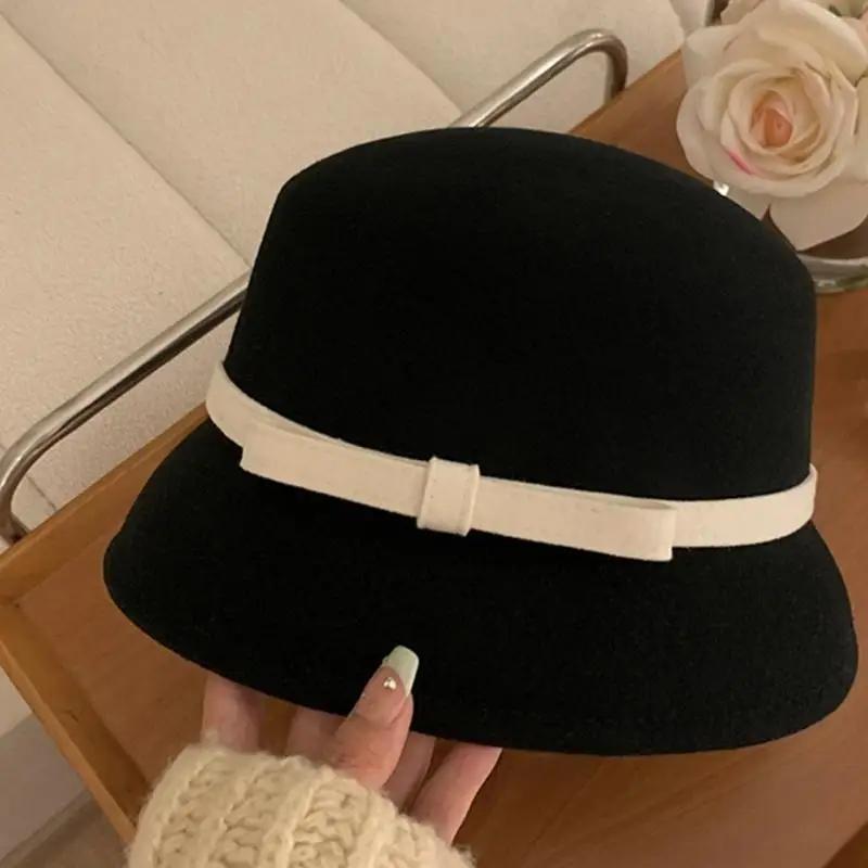 31BB Princess Cloche Hat Handmade Woolen Hat Elegant Sun Hat Surprise Gift for Girlfriend for Vacations French
