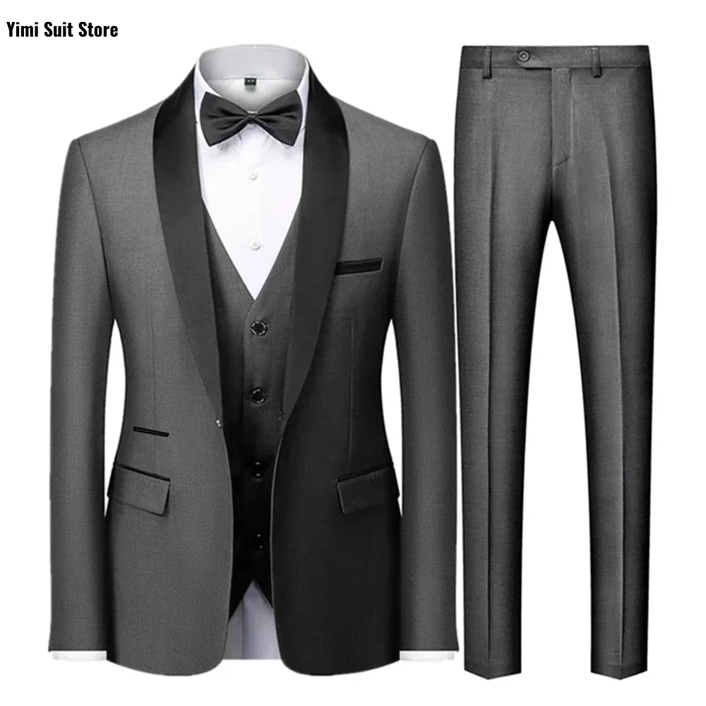 وسيم رجال الأعمال البدلة موضة بلون واحد الصدر ملابس العمل الرسمية العريس الكرة ثوب دعوى 3 قطعة مجموعة سترة سترة بانت
