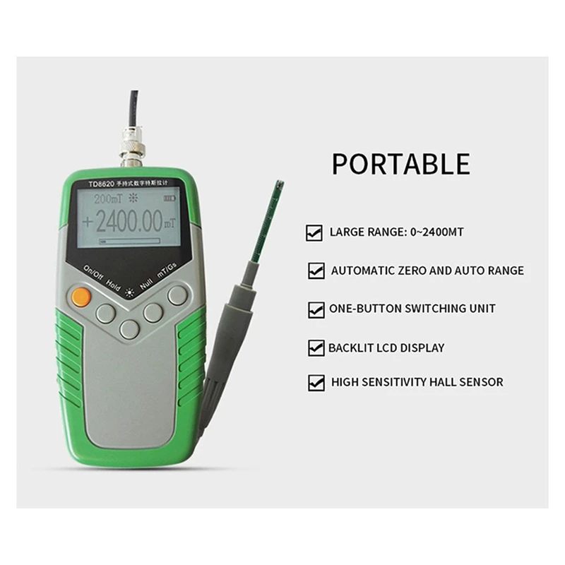 Permanent Magnet Gauss Meter Handheld Digital Meter Magnetic Flux Meter Surface Magnetic Field Test 5% Accuracy Easy To Use