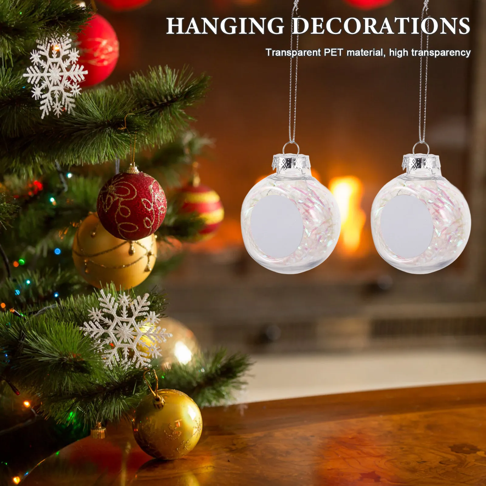 4Pcs Plastic Clear Bauble Christmas Ornaments Fillable Hanging Balls for Tree Shop Window Birthday Celebration Festive Party