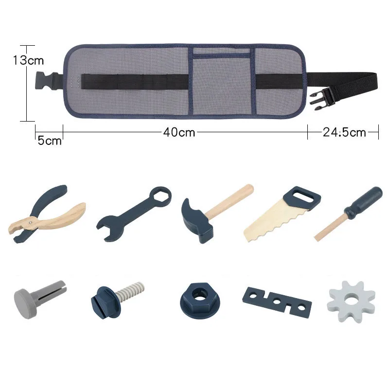 أطفال التظاهر اللعب لعبة أداة لعب الأدوار ألعاب تعليمية 3-6 سنة بنين خشبية محاكاة الأطفال مصلح الخصر مجموعة الحقائب #5