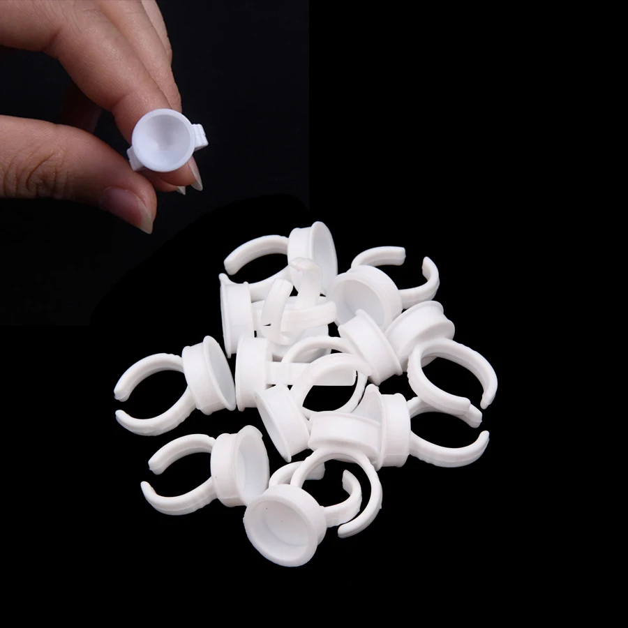 100PCS Disposable Plastic Tattoo Ring Cups Medium Size Tattoo Pigment Ink Cup Holder Permanent Makeup Microblading Supplies