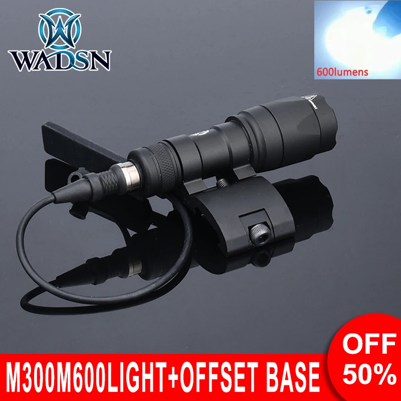 

WADSN Tactics M300A M600C Flashlight with Metal Offset Mount Surefir SF M300 M600 Hunting Weapon Light Scout Lamp Base Promotion