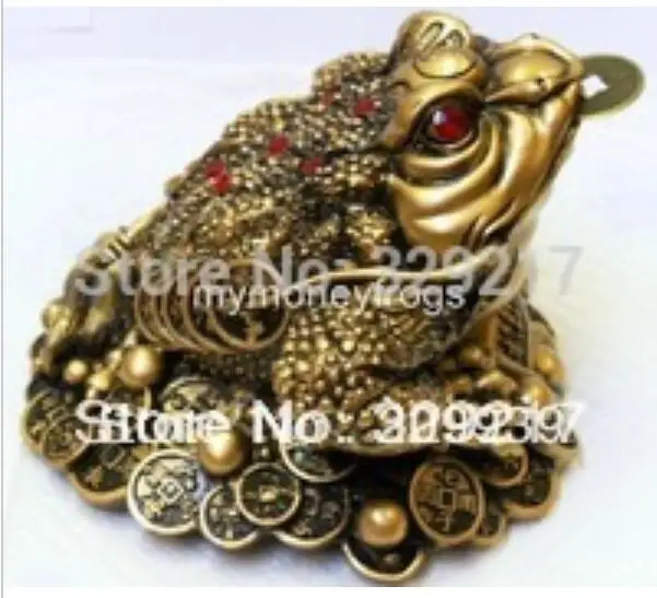 

12CM NEW Oriental Lucky Wealth Large Brass Feng Shui Money Chinese Coin Frog #L2