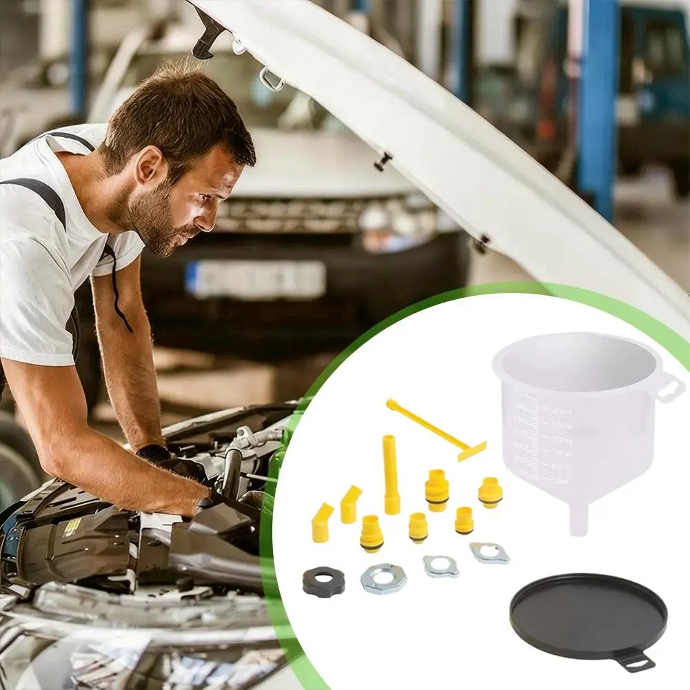 مجموعة قمع المبرد أداة صب الزيت ملحقات السيارة مقاومة للانسكاب المركبات العالمية البلاستيك ملء قمع صنبور I7J3