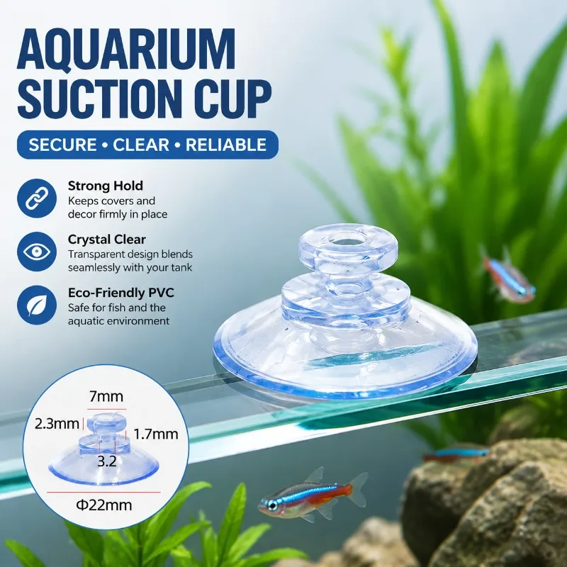 Transparent Suction Cup Mushroom‑head Double‑sided Perforated Eco‑friendly PVC Plastic Sucker Aquarium Swallowtail Concealing