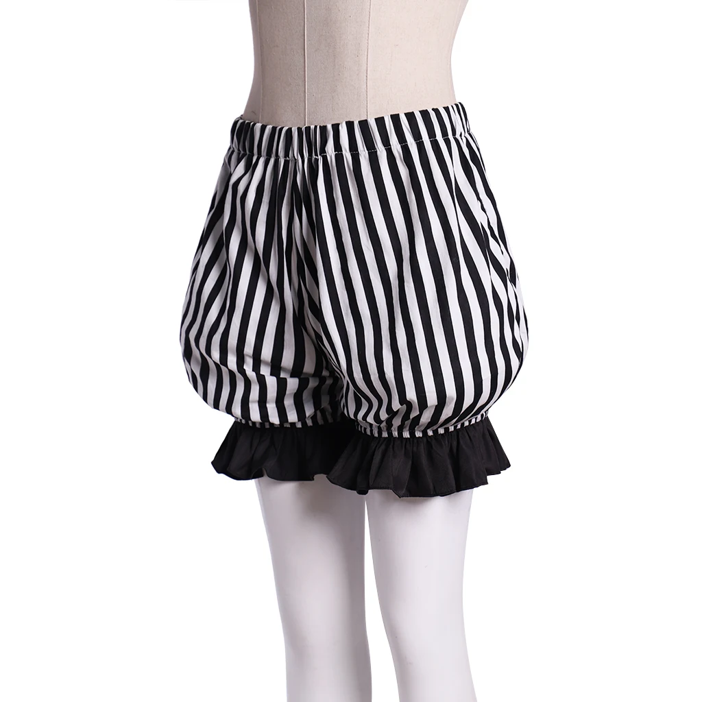 أسود أبيض مخطط البنطلونات النساء خمر القوطية تأثيري قاع اليقطين السراويل زي الملابس الداخلية السروال