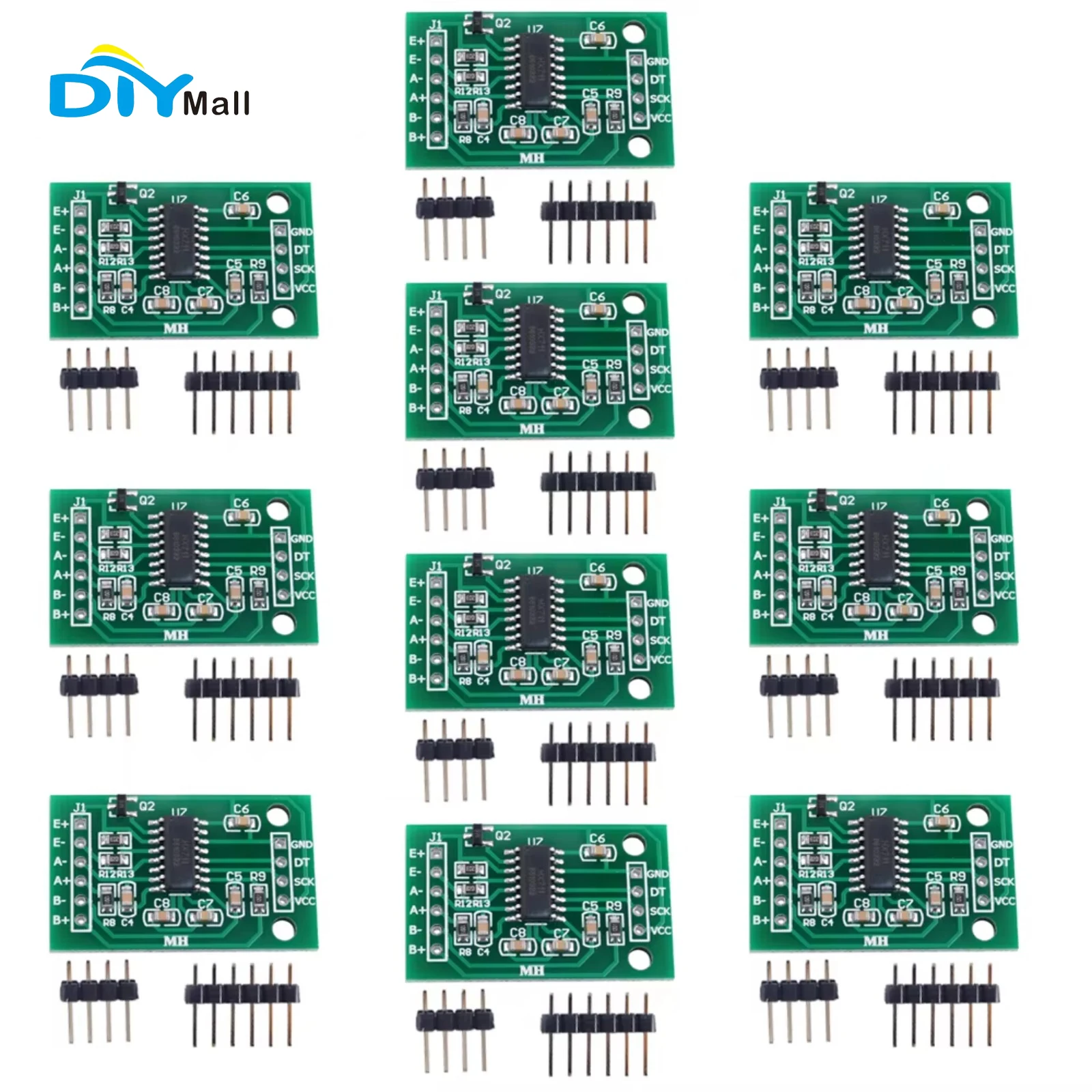 10PCS HX711 Dual-Channel Weight Sensor Module 24-Bit ADC with Programmable Gain Amplifier for Arduino Projects