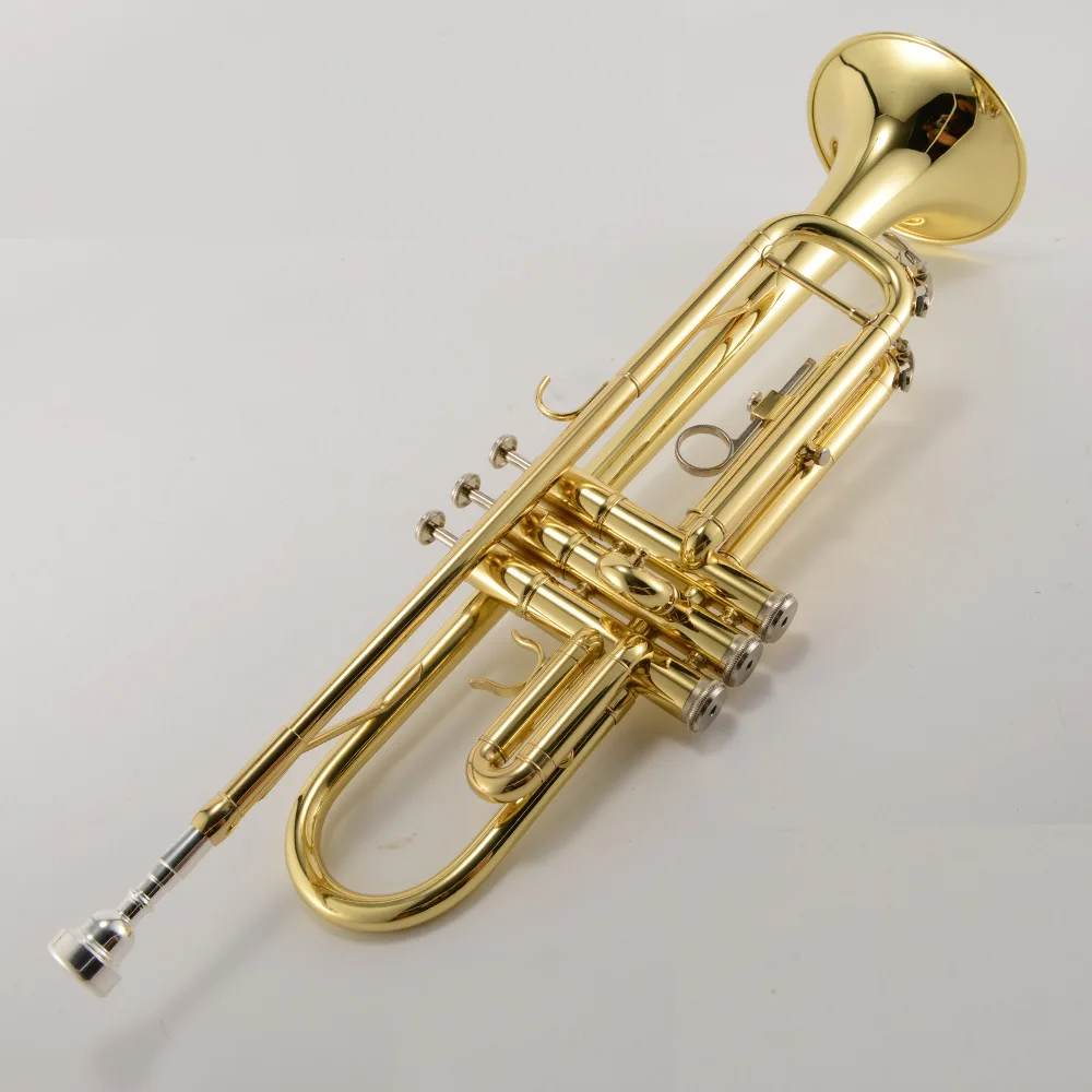 Bb Brass Student Trumpet Electrophoretic Gold Finish 3 Piston Valves Multiple Tones For School Band Beginners Practice
