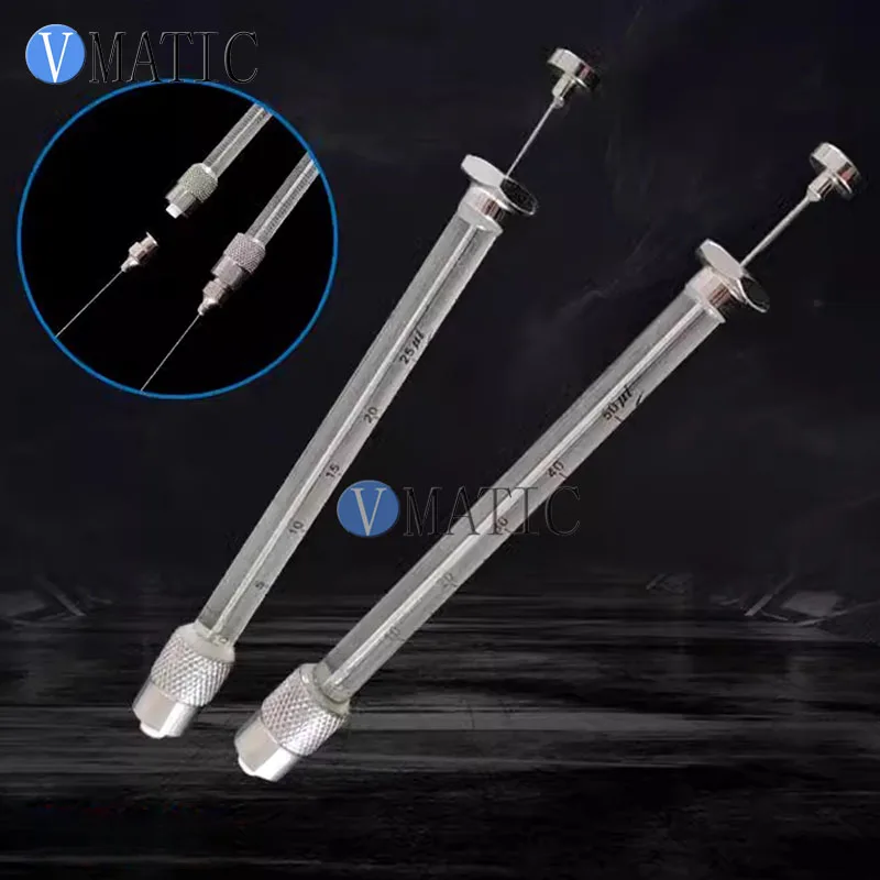 Removable Needle Micro Syringe 25 50 100 250 500ul, Luer Lock Tip 1-200ml Lab Syringe for HPLC, GC