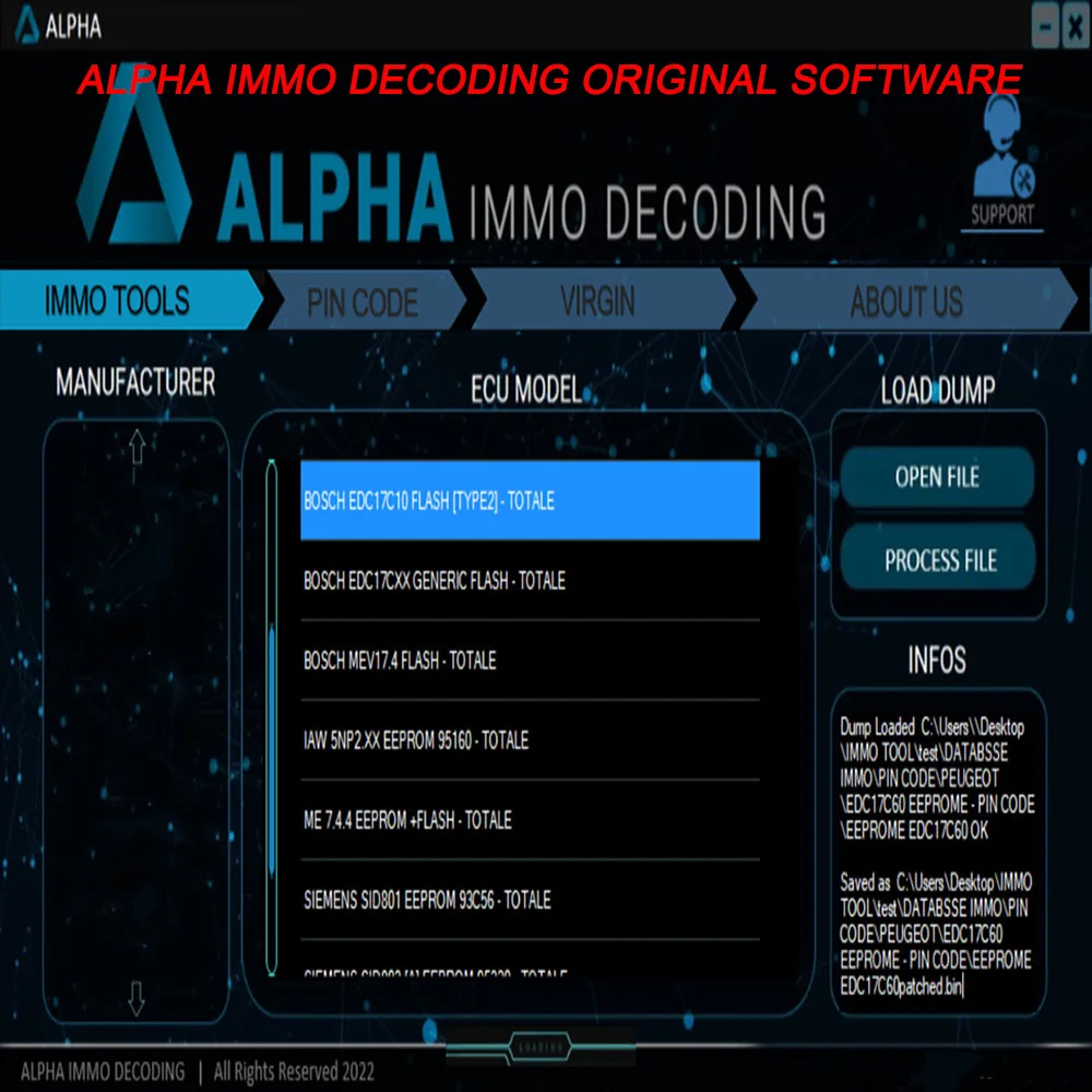 

ALP-HA IMMO DECODING ORIGINAL SOFTWARE For Modifying The Status Of The Immobilizer Activated Online IMMO SOFTWARE TOOL