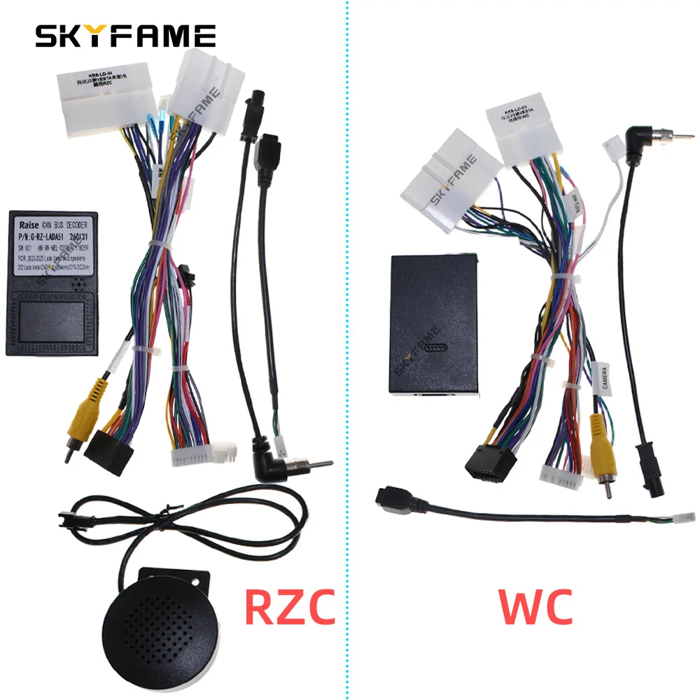 SKYFAME Car 16pin Wiring Harness Adapter With Rectifier Android Radio Power Cable For Lada Vesta