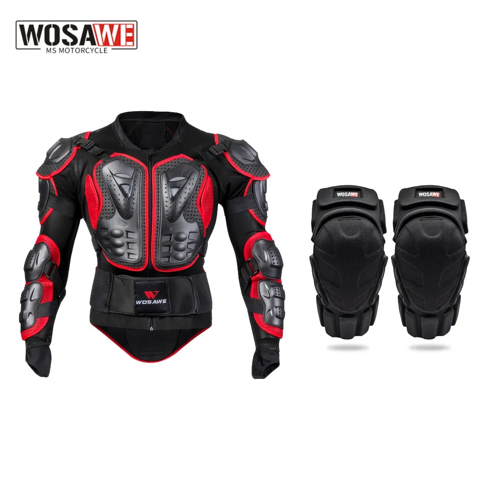 

WOSAWE Motorcycle Jacket Men Full Body Armor Jacket Motocross Racing Protective Gear Back Chest Shoullder Elbow Knee Protection