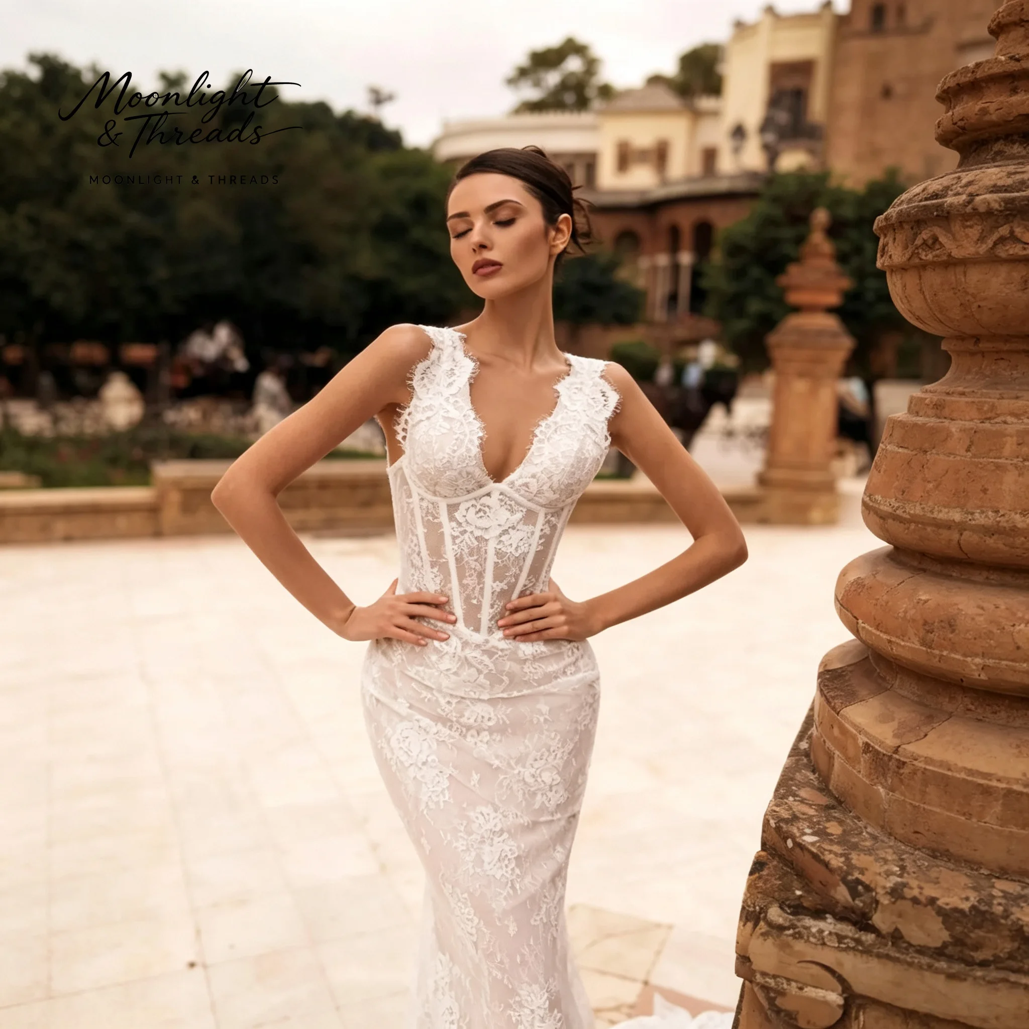 Ivory white V-neck sleeveless - Embroidery White Dress ulasan dan harga