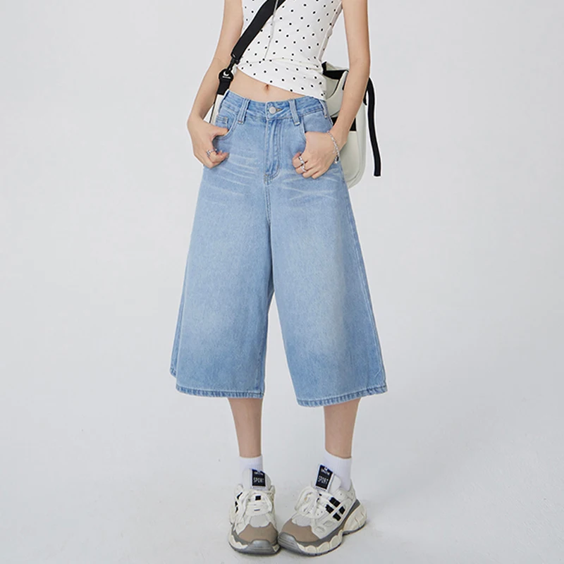 

Retro Y2k Baggy Jorts Women Summer Long Jean Shorts Woman Wide Leg High Waist Loose Short Jeans Korean Baggy Denim Pants Female