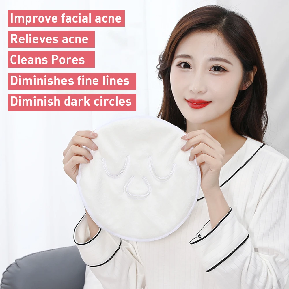 Round Hydrating Steam Face Mask Soft Hot Towel Mask Portable Reusable Absorbent Moisturizing Hydrating for Home DIY Suplies