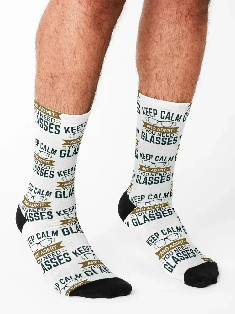 Optometrist Ophthalmologist Optician Keep Calm And Admit You Need Glasses Socks warm winter Sports Socks For Man Women's