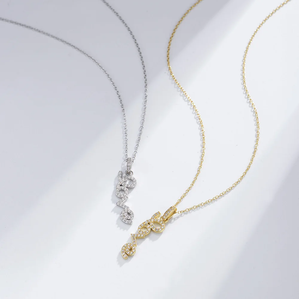 

S925 Solid Silver Love - Micro Pave Zircon, Luxury Romantic Valentine's Collar