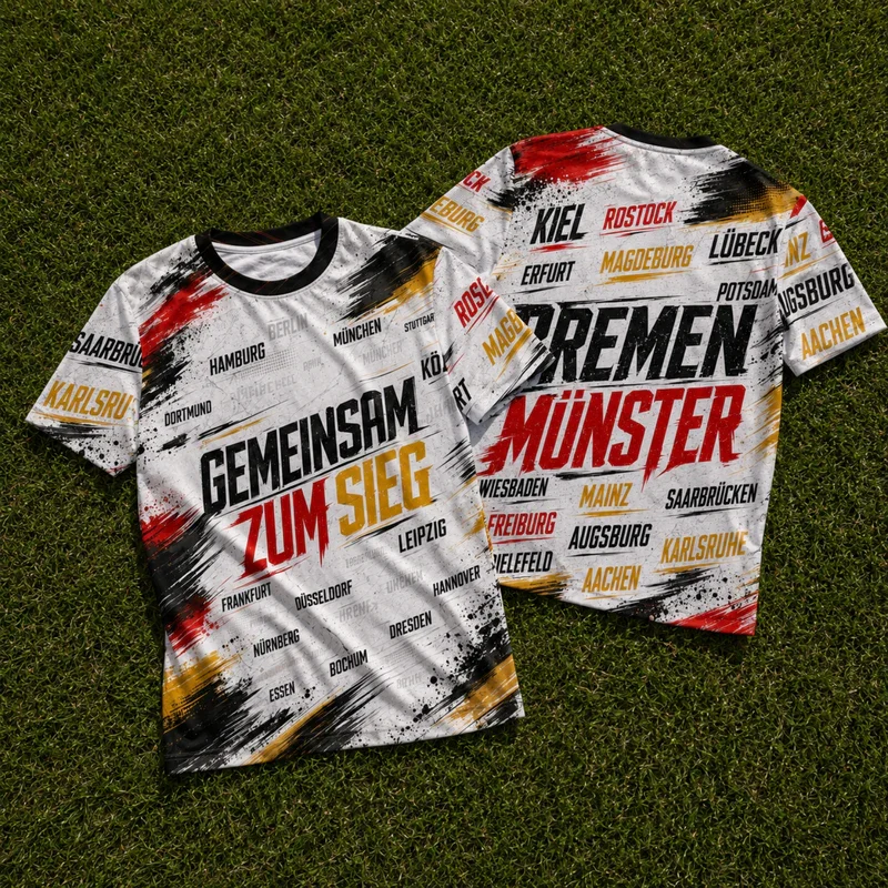 2026 Summer New Design German Men's Football Training T-Shirt 3D Printable Breathable Quick-Drying Top Family Couple Style