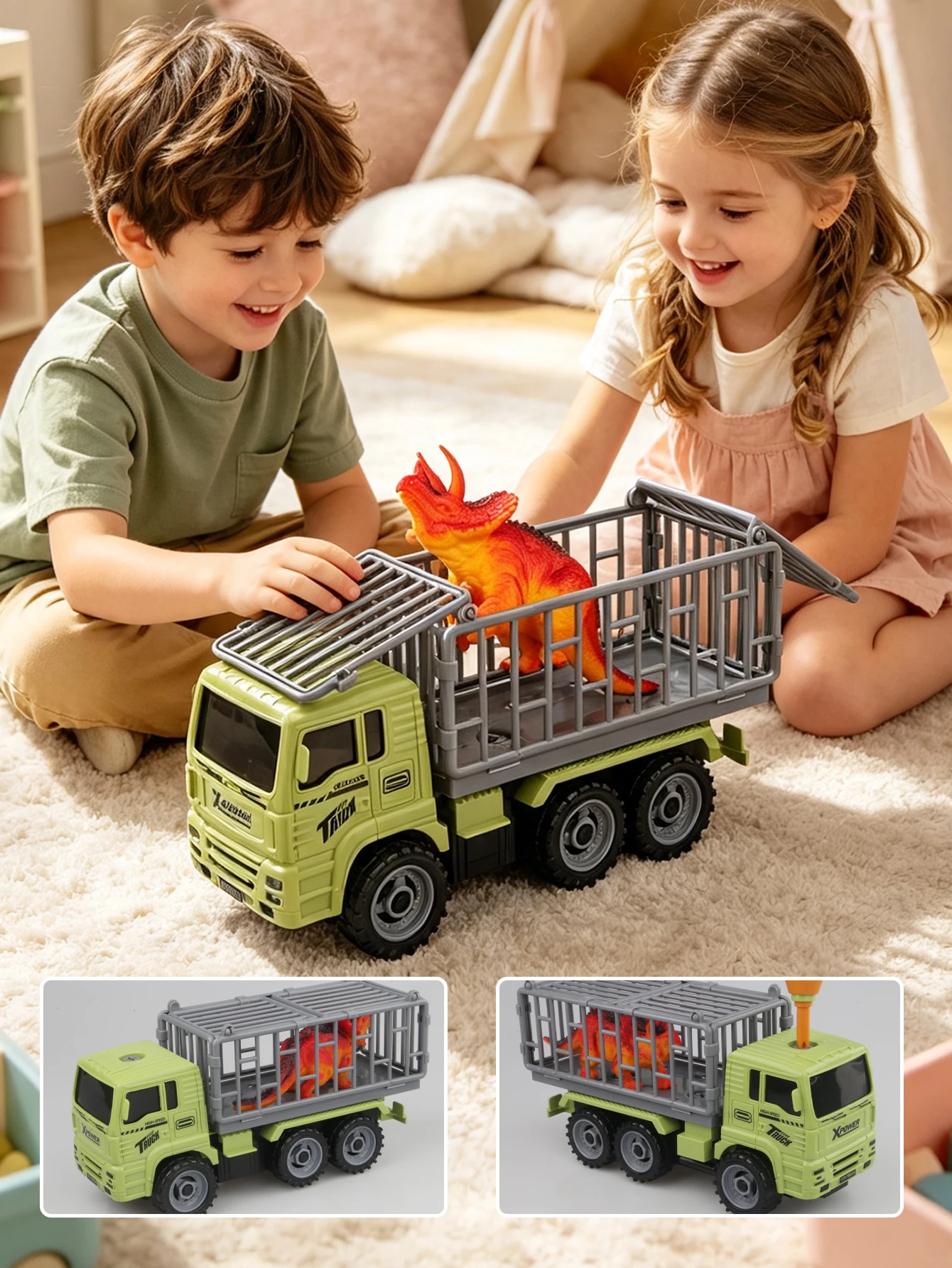 Puzzle early education DIY tool disassembly dinosaur transport vehicle, urban engineering vehicle, children's toy gift