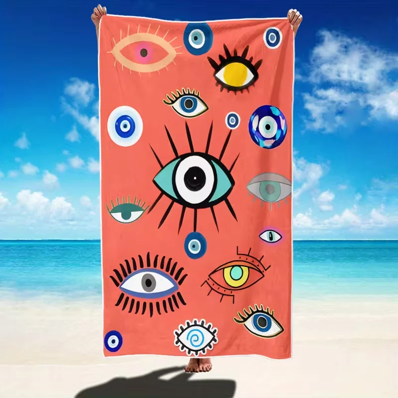 Evil Eye Beach Towel Turkish Eye Print Summer Vacation Swim Pool Quick Dry Soft Towel for Women Girls