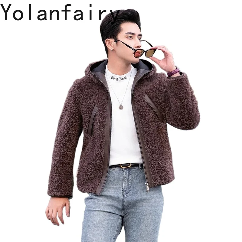 YOLANFAIRY Natural Wool Mens Real Fur Coat Men Luxury Clothing Winter Jacket For Men High Quality Short Jacket куртка парка 2024