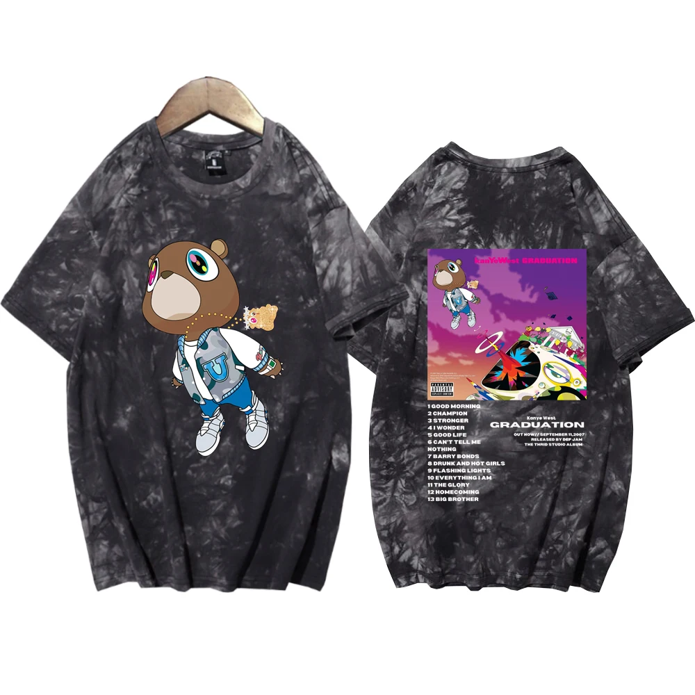 Kanye West Graduation Shirts Tie Dye Round Neck Short Sleeve Man Woman T-Shirt Fans Gift