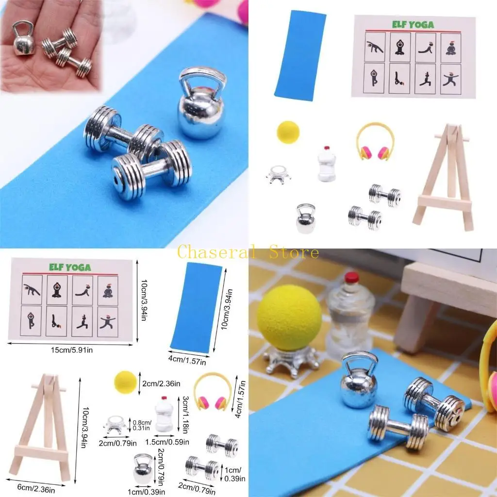 E7CE Miniature Sports Equipment Collection for Dollhouses 23 Pieces Including Golf Clubs and Accessories for Decoration