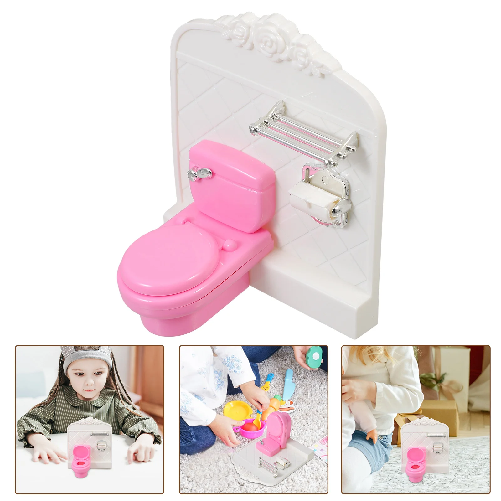 

Mini Toilet House Bathroom Accessories Furniture Decor Dollhouses Flush Toilets Miniature